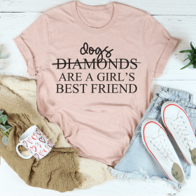 Dogs Are A Girl's Best Friend T-Shirt (Color: Heather Prism Peach, size: 2XL)