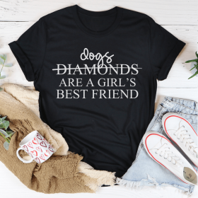 Dogs Are A Girl's Best Friend T-Shirt (Color: Black Heather, size: 3XL)