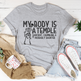 My Body Is A Temple Halloween T-Shirt (Color: Athletic Heather, size: 3XL)