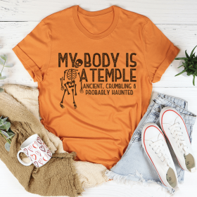 My Body Is A Temple Halloween T-Shirt (Color: Burnt Orange, size: S)