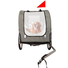 Redlife Bicycle trailer for pet outdoor foldable dog accessories waterproof dog trailer w/ reflector and safety flag up to 88lbs (Color: Gray, size: 55.51X27.95X35.43in)