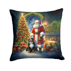 Bernese Mountain Dog and Santa Claus Throw Pillow Machine Washable, Indoor Outdoor Decorative Pillow for Couch, Bed or Patio, 18Hx18W (Default: Default)