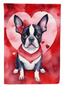 Boston Terrier My Valentine Garden Flag Mailbox Flag Decorative Yard Flag Banner Outside Patio Artwork Yard Flower Beds, Garden Size, Multicolor (Default: Default)