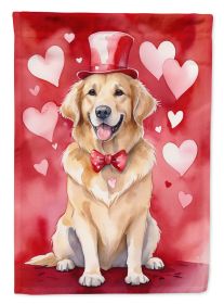 Golden Retriever My Valentine Garden Flag Mailbox Flag Decorative Yard Flag Banner Outside Patio Artwork Yard Flower Beds, Garden Size, Multicolor (Default: Default)