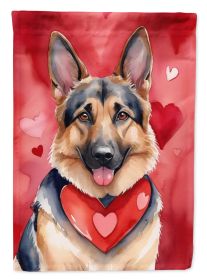 German Shepherd My Valentine Garden Flag Mailbox Flag Decorative Yard Flag Banner Outside Patio Artwork Yard Flower Beds, Garden Size, Multicolor (Default: Default)