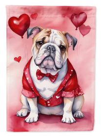 English Bulldog My Valentine Garden Flag Mailbox Flag Decorative Yard Flag Banner Outside Patio Artwork Yard Flower Beds, Garden Size, Multicolor (Default: Default)