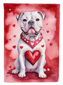 American Bulldog My Valentine Garden Flag Mailbox Flag Decorative Yard Flag Banner Outside Patio Artwork Yard Flower Beds, Garden Size, Multicolor (Default: Default)