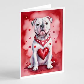 American Bulldog My Valentine Greeting Cards Pack of 8 Blank Cards with Envelopes Whimsical A7 Size 5x7 Blank Note Cards (Default: Default)