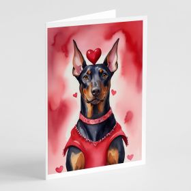 Doberman Pinscher My Valentine Greeting Cards Pack of 8 Blank Cards with Envelopes Whimsical A7 Size 5x7 Blank Note Cards (Default: Default)