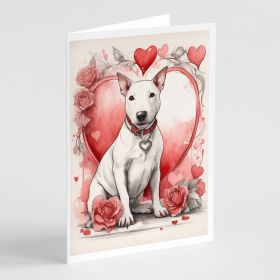 NEW Bull Terrier Valentine Roses Greeting Cards Pack of 8 Blank Cards with Envelopes Whimsical A7 Size 5x7 Blank Note Cards (Default: Default)