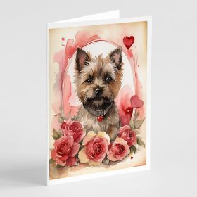 Cairn Terrier Valentine Roses Greeting Cards Pack of 8 Blank Cards with Envelopes Whimsical A7 Size 5x7 Blank Note Cards (Default: Default)