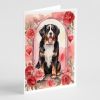 Bernese Mountain Dog Valentine Roses Greeting Cards Pack of 8 Blank Cards with Envelopes Whimsical A7 Size 5x7 Blank Note Cards