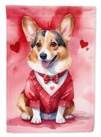 Corgi My Valentine House Flag Large Porch Sleeve Pole Decorative Outside Yard Banner Artwork Wall Hanging, Polyester, House Size, Multicolor (Default: Default)