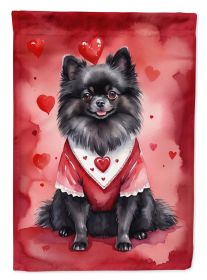 Pomeranian My Valentine House Flag Large Porch Sleeve Pole Decorative Outside Yard Banner Artwork Wall Hanging, Polyester, House Size, Multicolor (Default: Default)