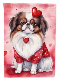 Japanese Chin My Valentine House Flag Large Porch Sleeve Pole Decorative Outside Yard Banner Artwork Wall Hanging, Polyester, House Size, Multicolor (Default: Default)