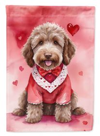 Labradoodle My Valentine House Flag Large Porch Sleeve Pole Decorative Outside Yard Banner Artwork Wall Hanging, Polyester, House Size, Multicolor (Default: Default)