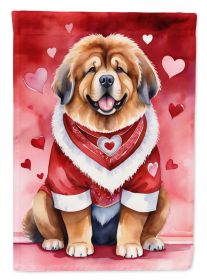 Tibetan Mastiff My Valentine House Flag Large Porch Sleeve Pole Decorative Outside Yard Banner Artwork Wall Hanging, Polyester, House Size, Multicolor (Default: Default)