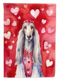 Afghan Hound My Valentine House Flag Large Porch Sleeve Pole Decorative Outside Yard Banner Artwork Wall Hanging, Polyester, House Size, Multicolor (Default: Default)