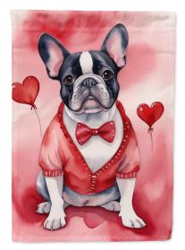 French Bulldog My Valentine House Flag Large Porch Sleeve Pole Decorative Outside Yard Banner Artwork Wall Hanging, Polyester, House Size, Multicolor (Default: Default)