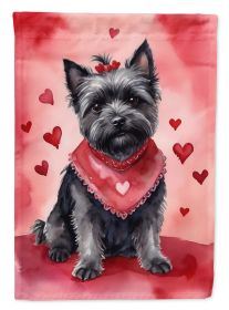 Cairn Terrier My Valentine House Flag Large Porch Sleeve Pole Decorative Outside Yard Banner Artwork Wall Hanging, Polyester, House Size, Multicolor (Default: Default)