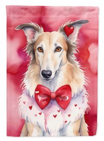 Borzoi My Valentine House Flag Large Porch Sleeve Pole Decorative Outside Yard Banner Artwork Wall Hanging, Polyester, House Size, Multicolor (Default: Default)