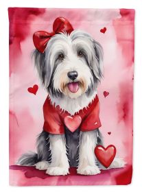 Bearded Collie My Valentine House Flag Large Porch Sleeve Pole Decorative Outside Yard Banner Artwork Wall Hanging, Polyester, House Size, Multicolor (Default: Default)