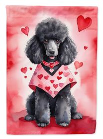 Black Poodle My Valentine House Flag Large Porch Sleeve Pole Decorative Outside Yard Banner Artwork Wall Hanging, Polyester, House Size, Multicolor (Default: Default)