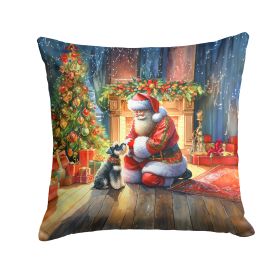 Schnauzer and Santa Claus Throw Pillow Machine Washable, Indoor Outdoor Decorative Pillow for Couch, Bed or Patio, 14Hx14W (Default: Default)