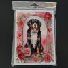 Bernese Mountain Dog Valentine Roses Greeting Cards Pack of 8 Blank Cards with Envelopes Whimsical A7 Size 5x7 Blank Note Cards