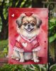 Tibetan Spaniel My Valentine Garden Flag Mailbox Flag Decorative Yard Flag Banner Outside Patio Artwork Yard Flower Beds, Garden Size, Multicolor