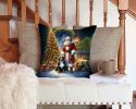 Bernese Mountain Dog and Santa Claus Throw Pillow Machine Washable, Indoor Outdoor Decorative Pillow for Couch, Bed or Patio, 14Hx14W