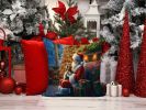 Yorkshire Terrier Yorkie and Santa Claus Throw Pillow Machine Washable, Indoor Outdoor Decorative Pillow for Couch, Bed or Patio, 14Hx14W