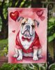 English Bulldog My Valentine Garden Flag Mailbox Flag Decorative Yard Flag Banner Outside Patio Artwork Yard Flower Beds, Garden Size, Multicolor